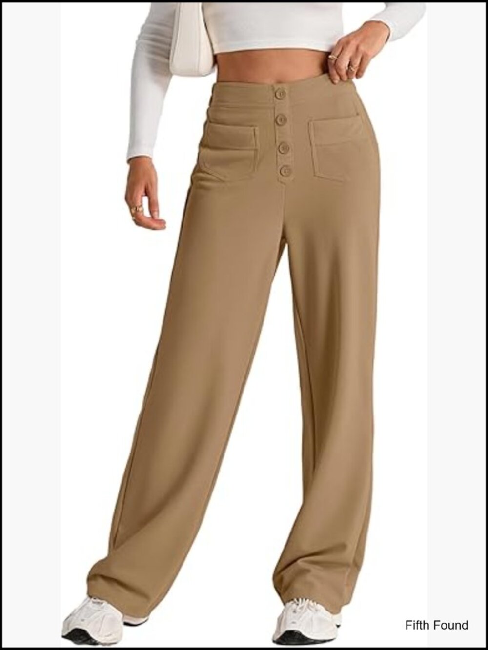 High Waist Straight Leg Work Pants with Pockets Office Trousers - Picture 1 of 7